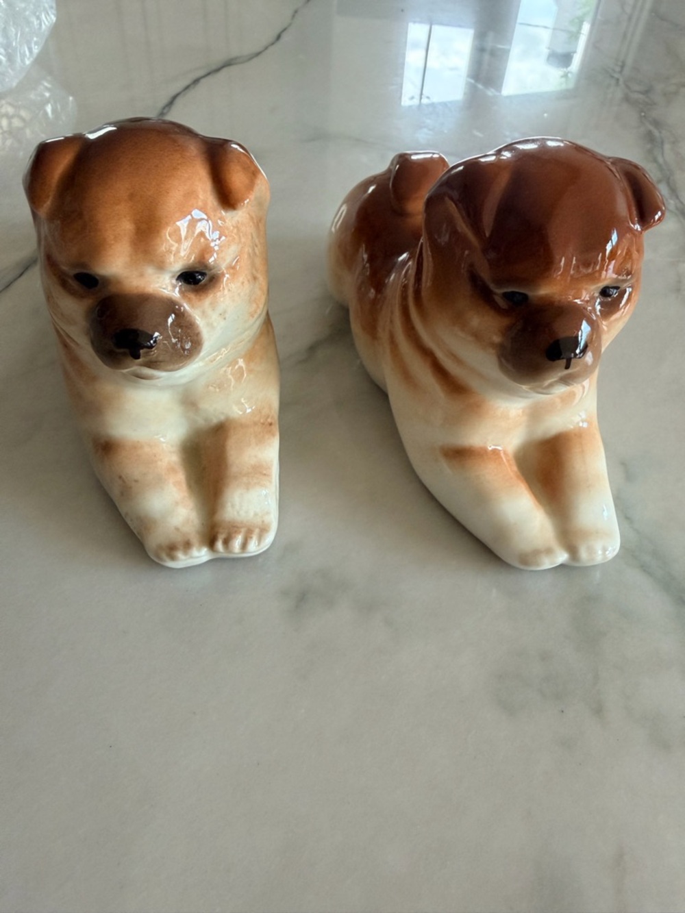 Vtg Lomonosov Chow Chow Dog Figurines USSR Set of 2 Porcelain Collectibles EUC